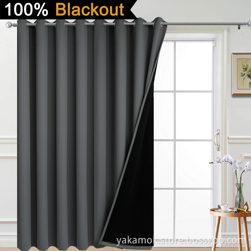 Rideaux de porte patio 100% occultants gris foncé